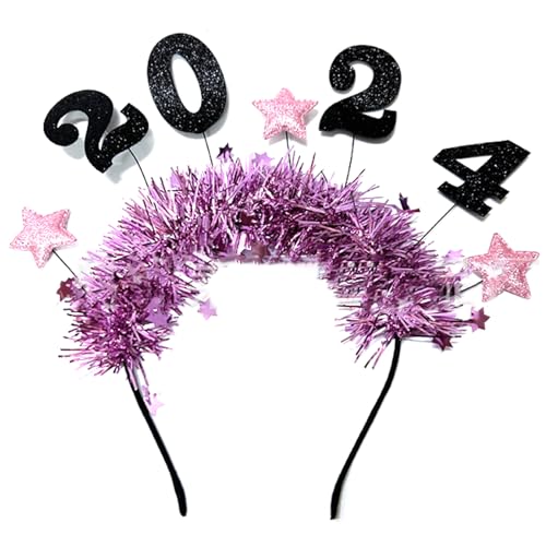 Lametta 2024 Happy New Year Stirnband Kunststoff Pailletten Weihnachten Kopfschmuck Kronen Haarreifen Neujahr Kopfschmuck Abschlussball Requisiten Material Haarreifen von Laspi