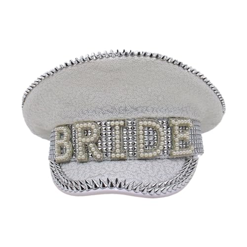 Laspi Jeweled Kapitän Hut mit schweren Perlen Pailletten Für Braut Bachelorette Party Hand Perlen Hut Hochzeit Fotos Hut von Laspi