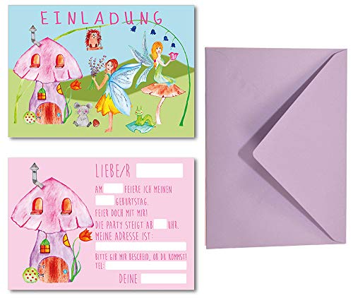 HDmirrorR Lasse und Lucie Einladungskarten Set für Kindergeburtstag Fee/Feen-Party / 8 Karten Plus 8 farbige Umschläge/Format DIN A6 von Lasse und Lucie