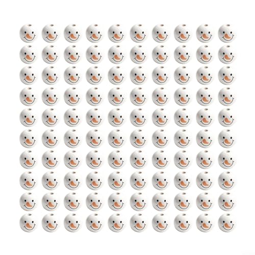 Erstellen Sie einzigartigen Schmuck mit 100 Schneemann-Holzperlen, perfekt als Weihnachtsdekoration (Schneemanngesicht) von Lastdaytime