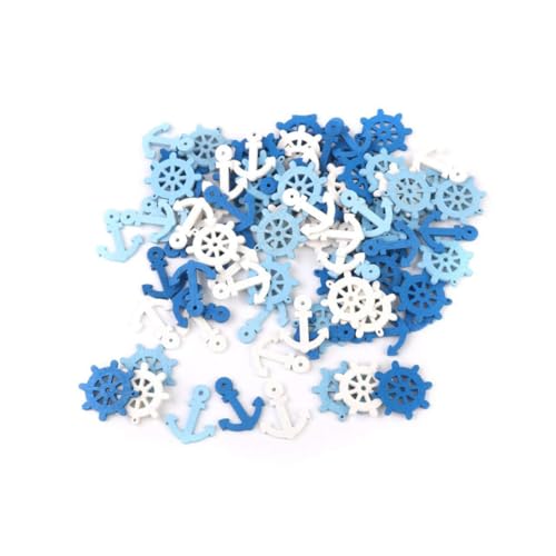 100pcs Modestil Anker Helm Anhänger Chic Holz Nautische Knöpfe Multi -Nutzungs -Scrapbooking -Knopf Verzierungen Helm Anhänger von Latebebebe