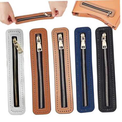 5pcs Reißverschlüsse für Taschen und Geldbörsen, 7x1 -Zoll -PU -Leder -Häkeln Reißverschluss mit Löchern, Nähbedarf für DIY, Jeans, Kunsthandwerk von Latebebebe