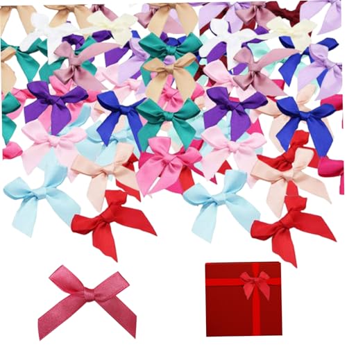 Mini -Bögen, 100pcs gemischte Farben Satin -Band Bogen, niedliche kleine Schleifen, DIY Mini für Handwerk, künstliche Applikation Hochzeit von Latebebebe