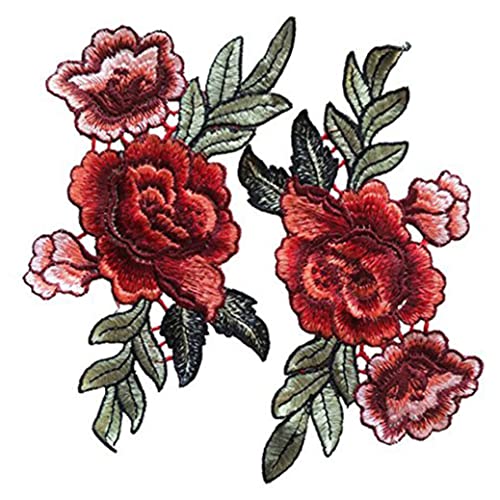 Rose Patch Stickerei 2pcs Kleidung Fix Patch Nähzubehörhand Handwerk Anhang Dekorative Stickkleidung von Latebebebe