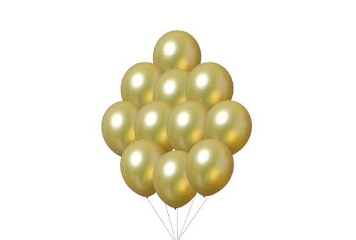 12 inches (30 cm) Thickened Metallic Balloons - 50 pieces Natural Latex Balloons - 3.2g/piece (Metallic Gold) von Latex Bros