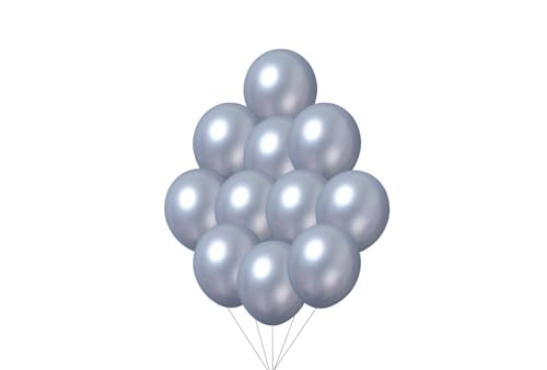 12 inches (30 cm) Thickened Metallic Balloons - 50 pieces Natural Latex Balloons - 3.2g/piece (Metallic Silver) von Latex Bros