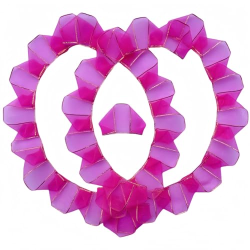 100 Stück Tüll-Spitzenbänder, vorgefertigte ewige Rosenblätter mit goldenem Rand, Chiffon, halbfertig, schnell DIY, gebrauchsfertig für Montage, Festivalsträuße, Hochzeit/Valentinstag (Hot Pink) von LatinaFlorista