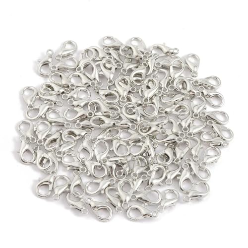 Lationday 100 Stück 10/12/14/16/18 mm Karabinerverschlüsse für DIY-Schmuckherstellung, langlebige Befestigungshaken für Armbänder, Halsketten, Bastelzubehör von Lationday