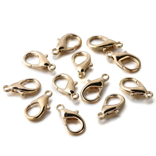 Lationday 100 Stück 12 mm goldene Karabinerverschlüsse, Hakenverschluss für Schmuckherstellung, DIY-Zubehör, Schlüsselanhänger, Halsketten, Armbänder Lationday 100 Stück 12 mm goldene Karabinerverschlüsse, Hakenverschluss für Schmuckherstellung, DIY-Zubehör, Schlüsselanhänger, Halsketten, Armbänder von Lationday