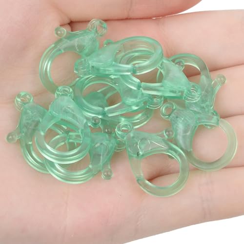 Lationday 100 Stück Bonbonfarbene transparente Kunststoff-Karabinerverschlüsse für DIY-Schmuckherstellung, Schlüsselanhänger-Zubehör, langlebige Verbindungsstücke, perfekt zum Basteln von Lationday