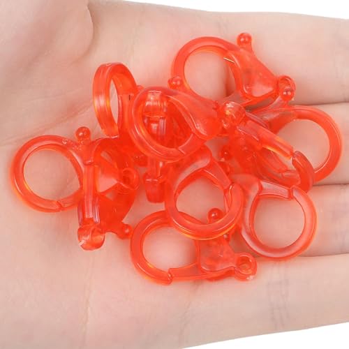 Lationday 100 Stück Bonbonfarbene transparente Kunststoff-Karabinerverschlüsse für DIY-Schmuckherstellung, Schlüsselanhänger-Zubehör, langlebige Verbindungsstücke, perfekt zum Basteln von Lationday