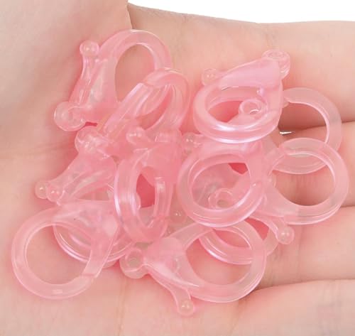 Lationday 100 Stück Bonbonfarbene transparente Kunststoff-Karabinerverschlüsse für DIY-Schmuckherstellung, Schlüsselanhänger-Zubehör, langlebige Verbindungsstücke, perfekt zum Basteln von Lationday