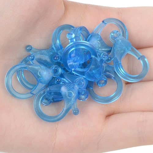 Lationday 100 Stück Bonbonfarbene transparente Kunststoff-Karabinerverschlüsse für DIY-Schmuckherstellung, Schlüsselanhänger-Zubehör, langlebige Verbindungsstücke, perfekt zum Basteln von Lationday