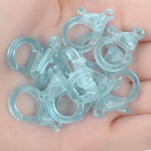 Lationday 100 Stück Bonbonfarbene transparente Kunststoff-Karabinerverschlüsse für DIY-Schmuckherstellung, Schlüsselanhänger-Zubehör, langlebige Verbindungsstücke, perfekt zum Basteln von Lationday