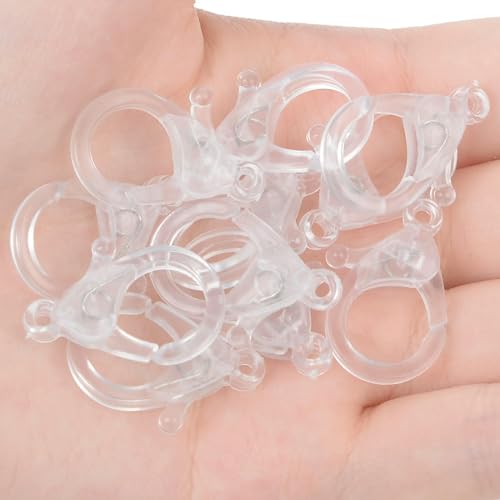Lationday 100 Stück Bonbonfarbene transparente Kunststoff-Karabinerverschlüsse für DIY-Schmuckherstellung, Schlüsselanhänger-Zubehör, langlebige Verbindungsstücke, perfekt zum Basteln von Lationday