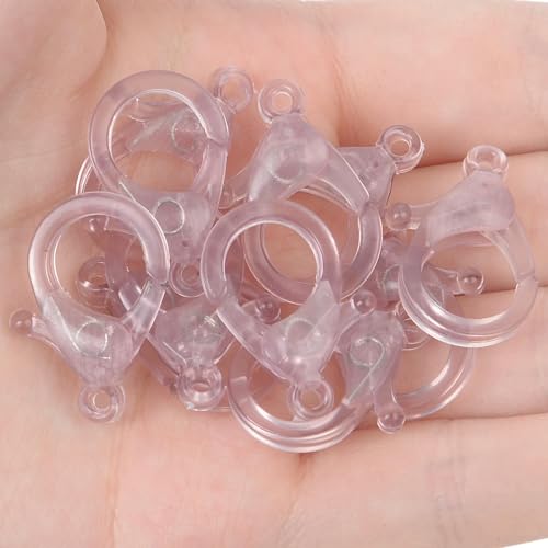 Lationday 100 Stück Bonbonfarbene transparente Kunststoff-Karabinerverschlüsse für DIY-Schmuckherstellung, Schlüsselanhänger-Zubehör, langlebige Verbindungsstücke, perfekt zum Basteln von Lationday