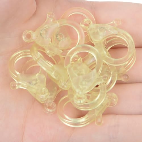Lationday 100 Stück Bonbonfarbene transparente Kunststoff-Karabinerverschlüsse für DIY-Schmuckherstellung, Schlüsselanhänger-Zubehör, langlebige Verbindungsstücke, perfekt zum Basteln von Lationday