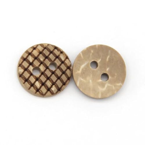 Lationday 100pcs 11.5mm 2 Holes Natural Grid Plaid Wood Coconut Sewing Buttons For Clothes White Baby Blouse Shirt green-friendly Decorations bulk von Lationday