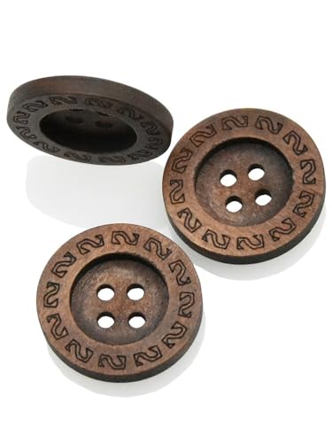 Lationday 20/30pcs Handmade Natural Wood Button Coffee Round Laser Wooden Buttons Retro Sewing Clothes Accessories 25mm 4 Holes 5PCs 10PCs 15PCs von Lationday