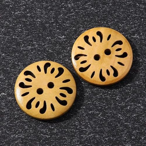 Lationday 20pcs Carved Wooden Buttons Hollow Flower Round Wood Buttons for DIY Sewing, Clothing Decoration, Sweaters, Craft Accessories Lationday 20pcs Carved Wooden Buttons Hollow Flower Round Wood Buttons for DIY Sewing, Clothing Decoration, Sweaters, Craft Accessories von Lationday