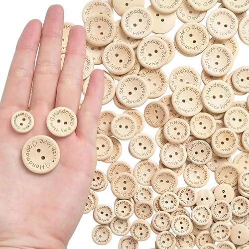 Lationday 30/50Pcs 15/20/25mm Round green-Friendly Wooden Handmade Buttons, 2 Holes Doll Cloths Buttons, Perfect for Sewing Accessories von Lationday