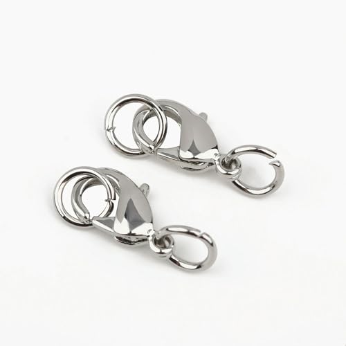 Lationday 50 Stück 10 mm Karabinerverschluss, offene Binderinge, langlebige Schmuckwerkzeuge für Armband, Halskette, Schlüsselanhänger, unverzichtbares Bastelzubehör von Lationday