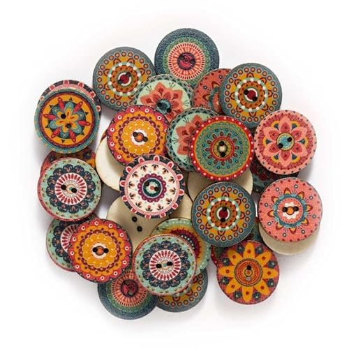 Lationday 50PCS 15/20/25mm Vintage Painted Wooden Buttons, DIY Craft Accessories, Handmade Decor, Exquisitely Printed, Ideal for Sewing, Knitting Lationday 50PCS 15/20/25mm Vintage Painted Wooden Buttons, DIY Craft Accessories, Handmade Decor, Exquisitely Printed, Ideal for Sewing, Knitting von Lationday