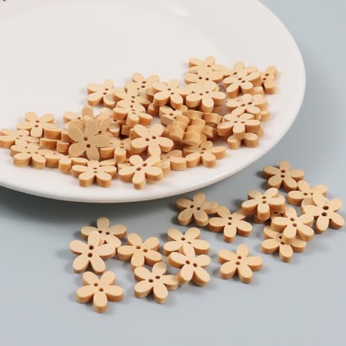Lationday 50Pcs Natural Color Butterfly Animal Flower Wooden Buttons, 2 Holes Mini Buttons, Doll Cloths Buckles for DIY Sewing, Crafting, Scrapbooking von Lationday