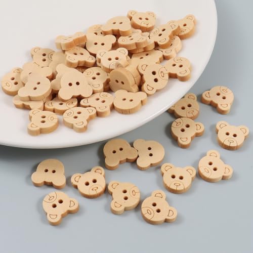 Lationday 50Pcs Natural Color Butterfly Animal Flower Wooden Buttons, 2 Holes Mini Buttons, Doll Cloths Buckles for DIY Sewing, Crafting, Scrapbooking von Lationday