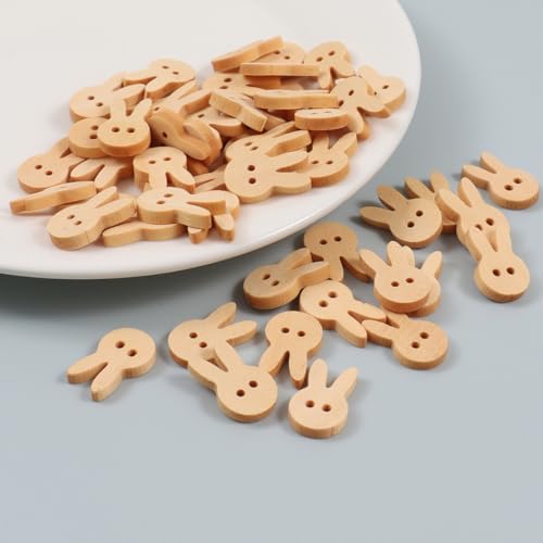 Lationday 50Pcs Natural Color Butterfly Animal Flower Wooden Buttons, 2 Holes Mini Buttons, Doll Cloths Buckles for DIY Sewing, Crafting, Scrapbooking von Lationday