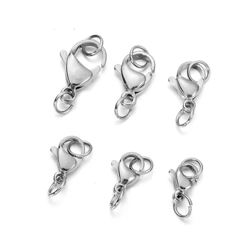 Lationday Karabinerverschlüsse, 12 mm Biegeringe, Kettengliederschnallen für DIY-Armbänder, Halsketten, Schmuckherstellung, Bastelzubehör, 10–30 Stück von Lationday