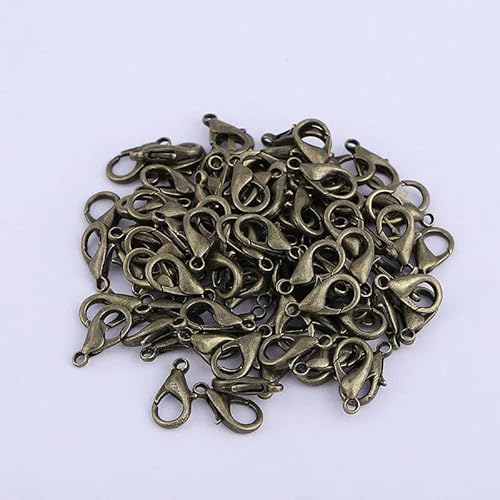 Lationday Karabinerverschlüsse in Antik-Bronze, für Schlüsselanhänger, Schmuck, Armband, Halskette, Haken, Kettenverschluss, 50 Stück, 12 mm von Lationday