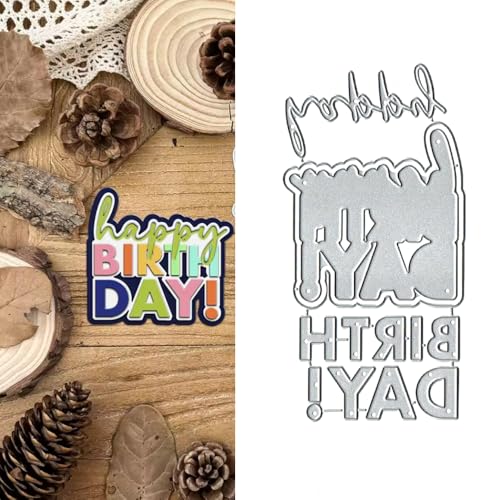 Metall-Stanzformen mit Aufschrift "Happy Birthday", Papierkarten, Stanzschablonen für DIY, Prägung, Kartenherstellung, Buchanhänger, dekorative Papierschablonen, Scrapbooking von Lauboruan