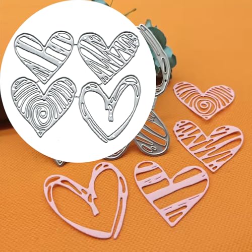 Metall-Stanzformen mit Herzrahmen, Papierkarten, Stanzschablonen für Bastelarbeiten, Prägung, Kartenherstellung, Buchanhänger, dekorative Papierschablonen, Scrapbooking, 4 Stück Metall-Stanzformen mit Herzrahmen, Papierkarten, Stanzschablonen für Bastelarbeiten, Prägung, Kartenherstellung, Buchanhänger, dekorative Papierschablonen, Scrapbooking, 4 Stück von Lauboruan