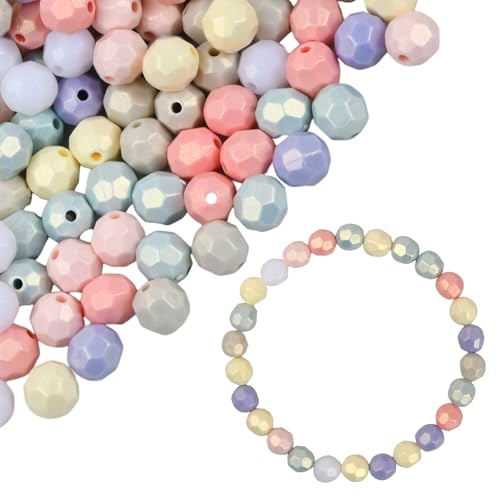 Laughhe 1000 Stück Acrylperlen in Süßigkeitenfarbe 8mm Facettierte Rondelle Perlen Mix Acryl Perlen Facettierte Kügelchen Mehrfarbig Rund bastelnperlen für DIY Halskette Armband Schlüsselbund von Laughhe