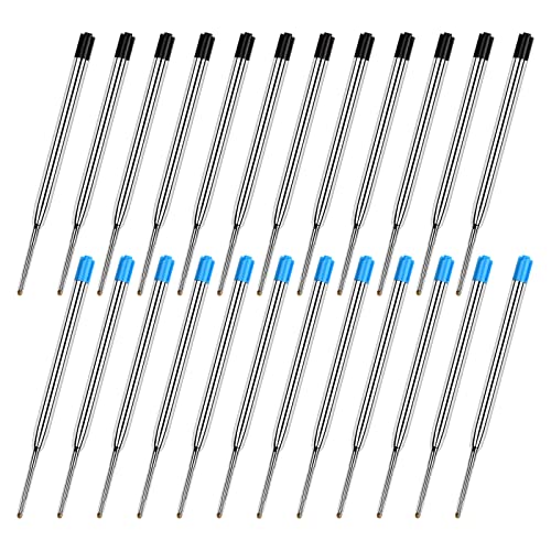 Laughhe 24 x Kugelschreiberminen G2-Format, Metall Kugelschreiber Ersatzmine 1,0mm Austauschbare Kugelschreiber Minen, Kugelschreiberpatronen, 12xblau+12xSchwarz von Laughhe