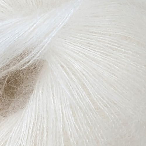 Fulffy Premium Super Kid Mohair und Seide Lace-Weight Strick- und Häkelgarn, 25 g, Halo Kid Silk 100 Angel von Laughing Hens