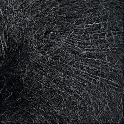 Fulffy Premium Super Kid Mohair und Seide Lace-Weight Strick- und Häkelgarn, 25 g, Halo Kid Silk 200 Noir von Laughing Hens