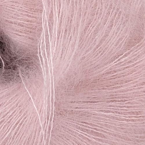 Fulffy Premium Super Kid Mohair und Seide Lace-Weight Strick- und Häkelgarn, 25 g, Halo Kid Silk 391 zartes Rosa von Laughing Hens