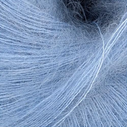Fulffy Premium Super Kid Mohair und Seide Lace-Weight Strick- und Häkelgarn, 25 g, Halo Kid Silk 397 Himmelblau von Laughing Hens