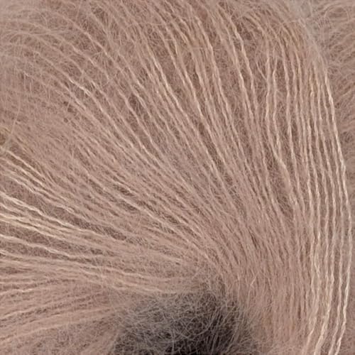 Fulffy Premium Super Kid Mohair und Seide Lace-Weight Strick- und Häkelgarn, 25 g, Halo Kid Silk 509 Light Oatmeal von Laughing Hens