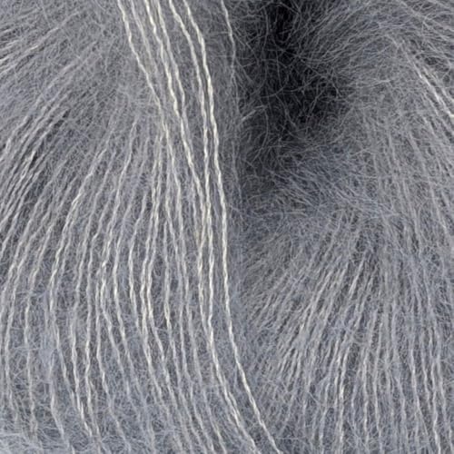 Fulffy Premium Super Kid Mohair und Seide Lace-Weight Strick- und Häkelgarn, 25 g, Halo Kid Silk 514 Platinum von Laughing Hens