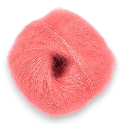 Fulffy Premium Super Kid Mohair und Seide Lace-Weight Strick- und Häkelgarn, 25 g, Halo Kid Silk 517 Coral von Laughing Hens