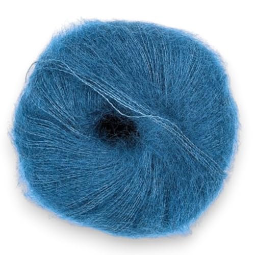 Fulffy Premium Super Kid Mohair und Seide Lace-Weight Strick- und Häkelgarn, 25 g, Halo Kid Silk 596 Marineblau Fulffy Premium Super Kid Mohair und Seide Lace-Weight Strick- und Häkelgarn, 25 g, Halo Kid Silk 596 Marineblau von Laughing Hens
