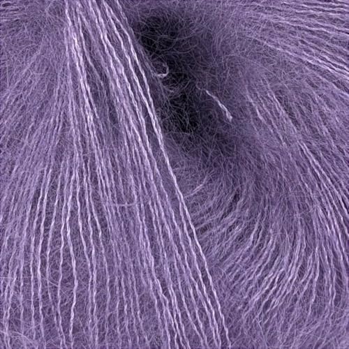 Fulffy Premium Super Kid Mohair und Seide Lace-Weight Strick- und Häkelgarn, 25 g, Halo Kid Silk 599 Mulberry von Laughing Hens