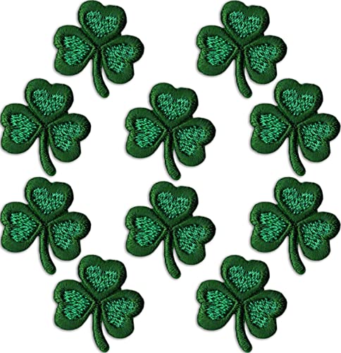 Kleeblatt-Flicken (10er-Pack), dreiblättriges Kleeblatt, St. Patrick's Day, Bügelapplikationen für Kleidung, Uniformen, Hüte, Rucksäcke, Jacken, Hosen, Accessoires usw. von Laughing Lizards
