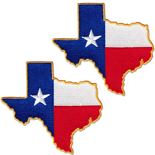 Laughing Lizards Texas-Staatsflaggen-Flicken (2er-Pack) Rot, Weiß und Blau, Texas-Aufnäher für Weste oder Hut, Texas-Aufnäher zum Aufbügeln, Kleben oder Aufnähen (Staatsform (2er-Pack) von Laughing Lizards