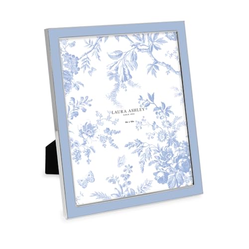 Laura Ashley Bilderrahmen, 20,3 x 25,4 cm, Kaschmir-Blau, Emaille, silberfarbene Metallkante mit Staffelei, für Arbeitsplatte, Tischdisplay, Bücherregal, Schreibtisch, Wanddekoration, Fotogalerie von Laura Ashley