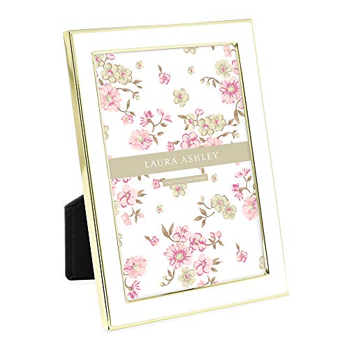 Laura Ashley Bilderrahmen, Emaille, 12,7 x 17,8 cm, mit goldfarbenem Metallrand, mit Staffelei, für Theke, Theke, Tisch-Display, Bücherregal, Schreibtisch, Wanddekoration, Fotogalerie von Laura Ashley