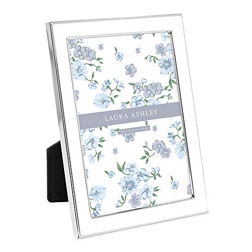 Laura Ashley Bilderrahmen, Emaille, 12,7 x 17,8 cm, mit silberfarbenem Metallrand, mit Staffelei, für Theke, Theke, Tisch-Display, Bücherregal, Schreibtisch, Wanddekoration, Fotogalerie von Laura Ashley